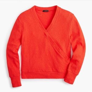 NWT J.CREW Faux Wrap Textured Crepe Red Blouse